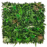 Artificial Living Wall Panel with Mixed Green, Red & White Foliage & Purple Flowers Decor Pure Clean Rental Solutions 