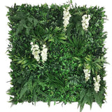Artificial Living Wall Panel with Variegated Foliage & Cream Trailing Wisteria Pure Clean Rental Solutions 