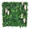 Artificial Living Wall Panel with Variegated Foliage & Pink Trailing Wisteria Decor Pure Clean Rental Solutions 