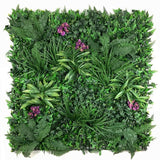 Artificial Living Wall Panel with Variegated Foliage & Purple Orchids Decor Pure Clean Rental Solutions 