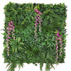 Artificial Living Wall Panel with Variegated Foliage & Purple Trailing Sweet Peas Decor Pure Clean Rental Solutions 
