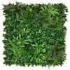 Artificial Living Wall Panel with Ivy, Ferns, Palm Heads, Grasses & Small Purple Flowers Decor Pure Clean Rental Solutions 