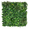 Artificial Living Wall Panel with Greens of Ivy, Ferns, Palm Heads, Grasses & Small White Flowers Pure Clean Rental Solutions 