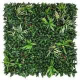 Artificial Living Wall Panel with Variegated Mixed Green Foliage, Grasses, Palms with Red, Yellow and White Foliage Decor Pure Clean Rental Solutions 