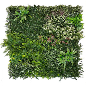 Artificial Living Wall Panel with Mixed Green Yellow Red White Foliage Decor Pure Clean Rental Solutions 