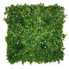 Artificial Living Wall Panel with Mixed 3D Light-Dark Green Foliage with Purple & White Flowers Pure Clean Rental Solutions 