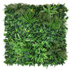 Artificial Living Wall Panel with Variegated Greens of Ivy, Ferns, Palm Heads, Grasses & Yellow Tipped Privets Pure Clean Rental Solutions 